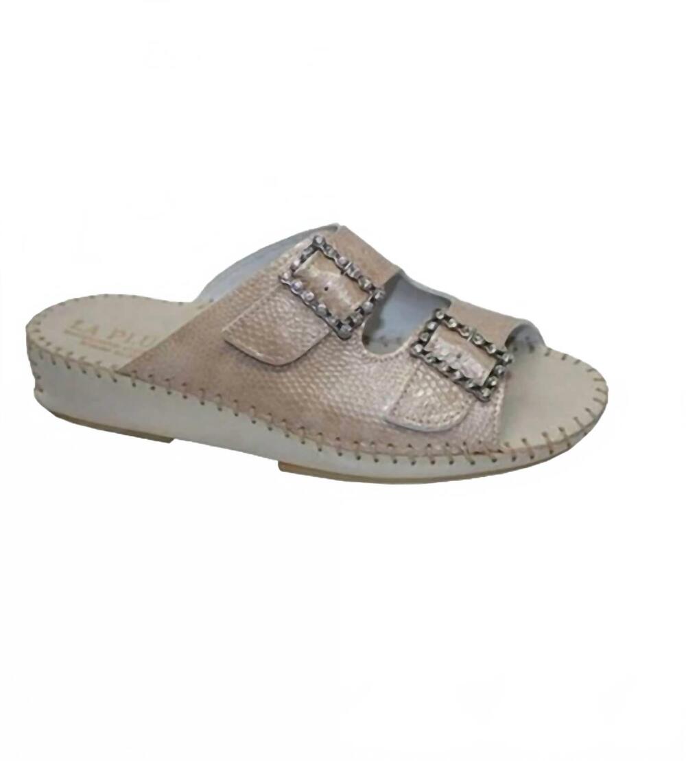 NEW LAPLUME women's jen rhinestone slide sandal in taupe